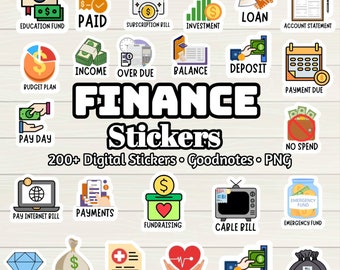 Financial Digital Stickers - 200+ Stickers, Goodnotes file, Pre-Cropped Individuals, PNGs Digital Stickers, Pre-cropped iPad Stickers