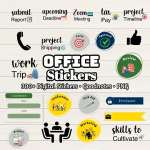 Office Digital Stickers - 300+ Stickers, Goodnotes file, Pre-Cropped Individuals, PNGs Digital Stickers, Pre-cropped iPad Stickers