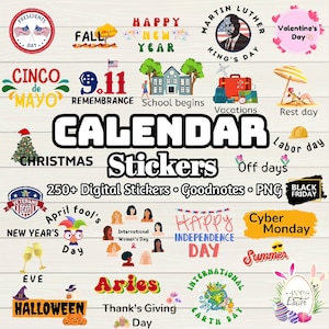 Holiday Digital Stickers  - 250+ Stickers, Goodnotes file, Pre-Cropped Individual, PNGs Digital Stickers, Pre-cropped iPad Sticker