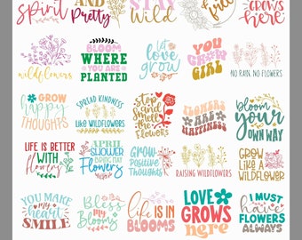 Flowers SVG Bundle: Hand-Lettered Designs (Digital Download)