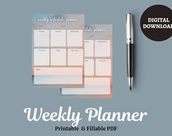 Weekly To Do List, Planner Printable, To -do List Minimalist Weekly Planner, Weekly Agenda, Week At A Glance, Week On One Page, Printable