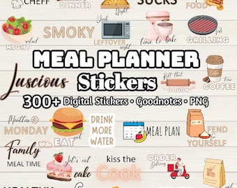 Meal Planner Stickers – 350+ Cooking Theme, Goodnotes PNG (Digital Download)