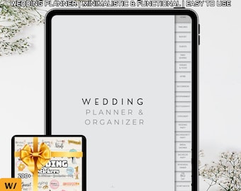 Digital Wedding Planner with Digital Wedding Stickers Bundle, Ipad Goodnotes, Wedding Organizer, Samsung, Marriage Planner Digital Dated V1