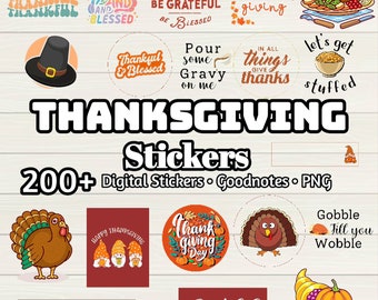 200+ Thanksgiving Digital Stickers – Goodnotes PNG Files