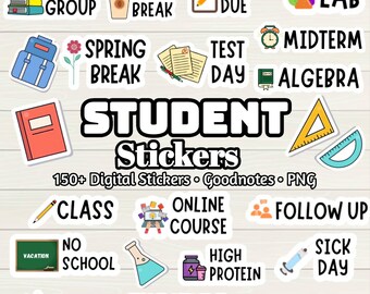 Student Digital Stickers: 150+ Pre-Cropped PNGs (Goodnotes File)