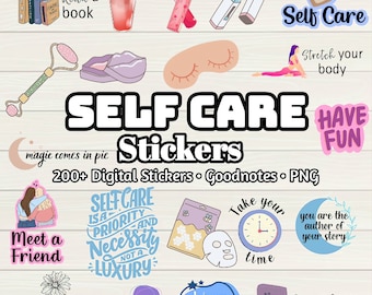 Self Care Digital Stickers – 200+ PNG Graphics for Goodnotes
