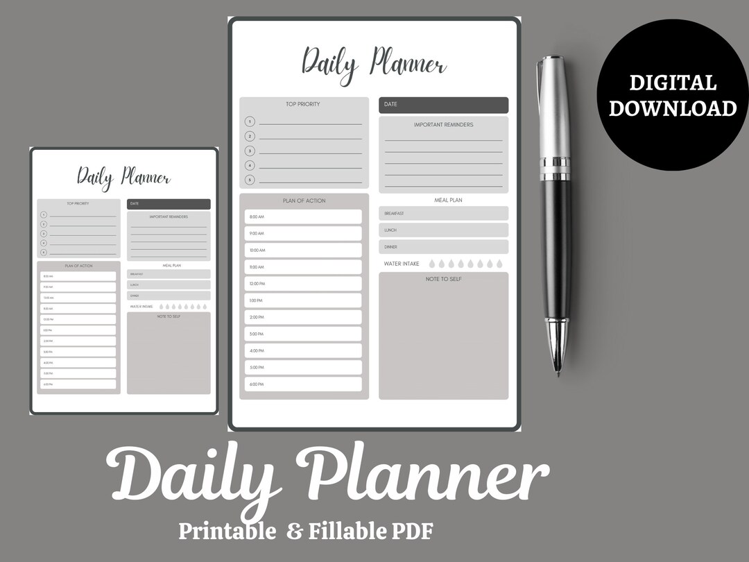 Daily Planner Printable, Print at Home Daily Planner, Today's Plan ...