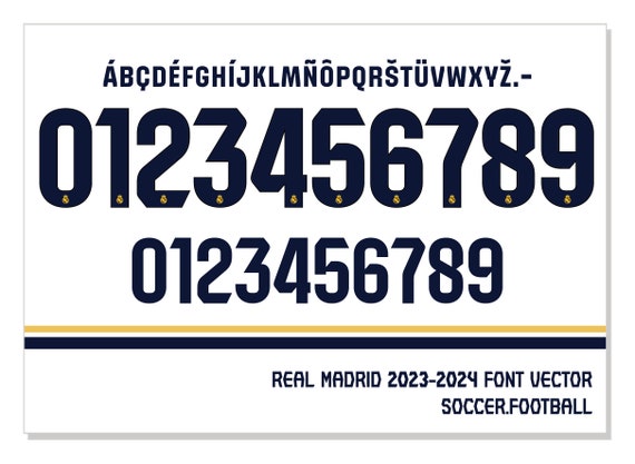 Font Vector Jersey Real Madrid 2023/2024 Font SVG, AI, Eps, Pdf, TTF /  Cutting Kit, Vector File / Football Soccer Shirt. -  España