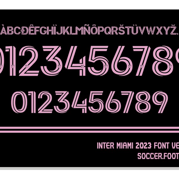 Font Vector Jersey Inter de Miami_FC 2022/2023 Font SVG, AI, Eps, Pdf, TTF / Cutting Kit, Vector File / Football Soccer Shirt.