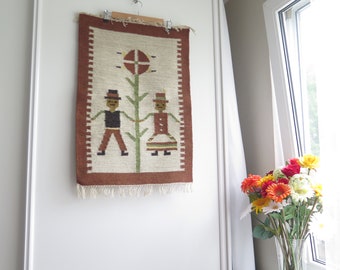 Woven Wall Decor Couple, Symbolic Tree of Life Wall Hanging, Hand woven Tapestry #8-09-37
