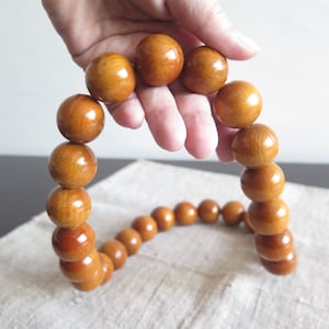 Wooden Necklace Brown Chunky Natural Round Wooden Beaded Necklace, Handmade Statement Fashion Costume Jewelry #810-13
