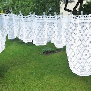 Crochet Curtains, Pair of Hand Crocheted Curtains, Crochet Swag Curtain, French Country Chic #8-11-1