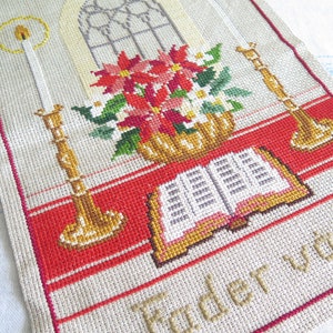 Embroidered Wall Hanging Candles Window Book Candles Scandinavian, Handmade Vintage Swedish Christmas Wall Decor #C-7-16