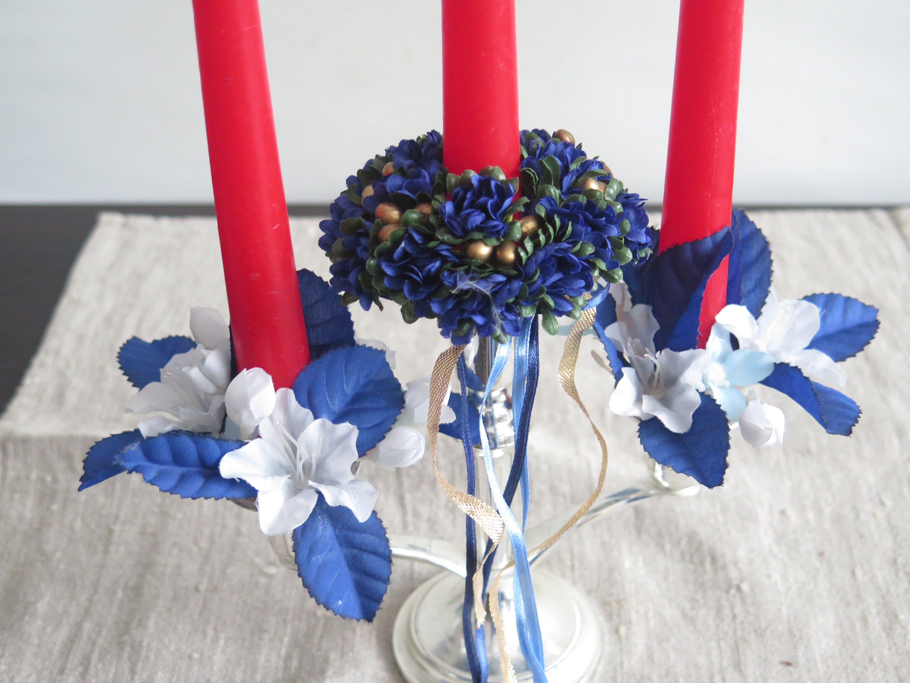 Floral Candle Rings Set of 7 Plastic Candle Decoration Blue Etsy