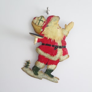Metal Santa Candle Holder, Cut Metal Tin Figurine, Christmas Decor, Holiday Decoration #801-8