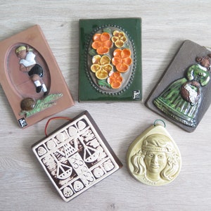 Ceramic Plaque Wall Hanging Decor Swedish Vintage Scandinavian, Football Player, Zodiac Sign Libra, Jie Gandofta #806-13