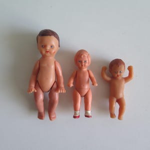 German Rubber Doll, Miniature Doll, GDR DDR 50s - 60s Vintage Dollhouse Baby Doll #813-6