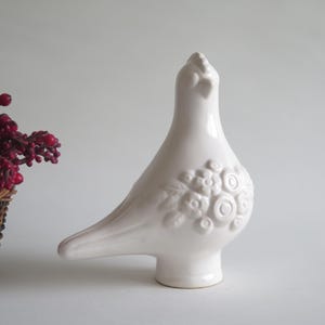 Ceramic Bird Figurine by Rosa Ljung, White Dove Glazed Ceramic Figurine, Scandinavian Swedish Pottery Mid Century Modern #817-11