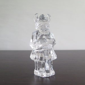 Glass Viking by Pukeberg Sweden, Paperweight Office Library Decor Swedish Art Glass Sculpture Collectible #811-10