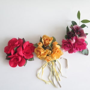 Floral Candle Rings Set of 3 Plastic Candle Decoration, Red Yellow Floral Selected Candle Wreaths #812-9