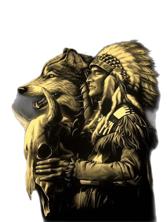 Buy Beautiful Native American Indian Man and Eagles & Wolf ... Online in  India - Etsy