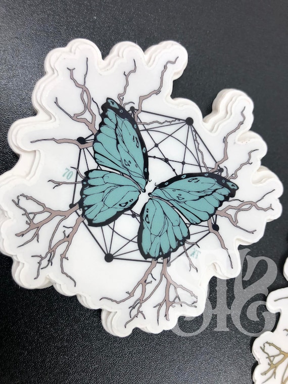 Geometry Butterfly Wings & Branches Clear Vinyl Sticker ORIGINAL Design