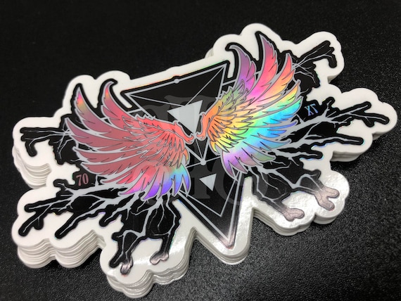 Holographic Sticker Geometry Angel Wings