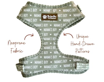 Mama's Boy Dog Harness, Sage Green Cute Dog Accessory, Boy Dog Harness, Stylish Pattern, Cute Cat Harness, Dog Harness and Leash Set