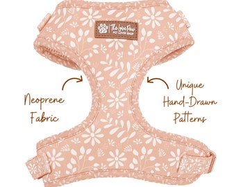 Arnés bohemio para perros, bonito accesorio para perros, arnés para perros para niñas, diseño elegante de flores, suave y duradero, hebillas doradas