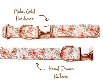 Collar floral para niña, accesorio primaveral para perro, collar para niña, estampado floral elegante, collar bonito para gato, collar para niña.