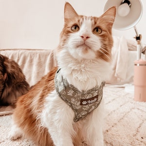 Sage Grün Boho Hundegeschirr, niedliches Hundezubehör, Mädchen / Jungen Hundegeschirr, Blumenstilvolles Muster, weicher und haltbarer Hund, goldene Schnallen Bild 8