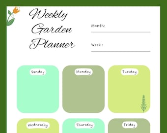 Planner-Printable Weekly Garden Planner. Digitaler PDF Download Garten Planer Vorlage Garten Journal Plant Organizer. Saisonale Checkliste.