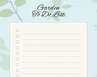 TO DO Liste Gartenarbeit Printable. Digitaler bearbeitbarer PDF-Download. Gartenplaner Vorlage. Garten Journal Pflanzenorganizer. Saisonale Checkliste.