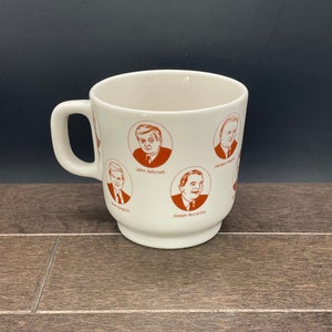 Vintage Fishs Eddy Famous Republicans Jess Maz Coffee Mug, Bush, Gingrich, Nixon, Hoover