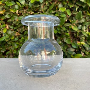 Heavy hand blown glass Hyacinth bulb vase, 4 1/2 inches, manganese glass
