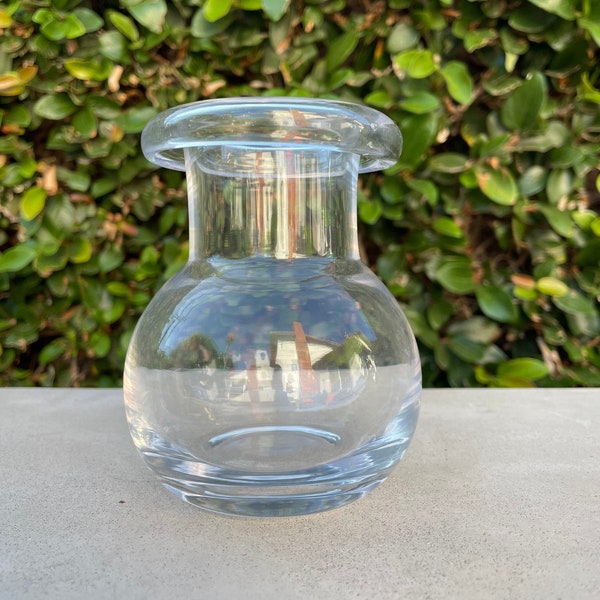Heavy hand blown glass Hyacinth bulb vase, 4 1/2 inches