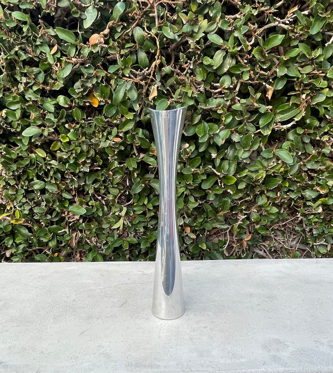 Vintage Nambe Studio Aluminum Alloy Bud Vase by Karim Rashid, Signed