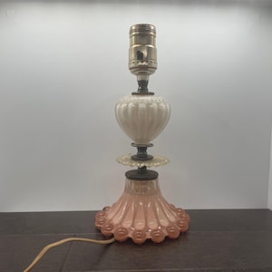 Vintage Pink Glass Boudoir / Vanity Lamp, Art Nouveau, Art Deco