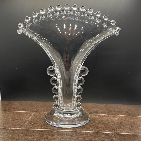 Vintage Imperial Glass Candlewick Fan Vase, Art Deco Style