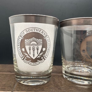 Vintage USC Silver Overly Whiskey / Cocktail / Lowball glasses, set of 4