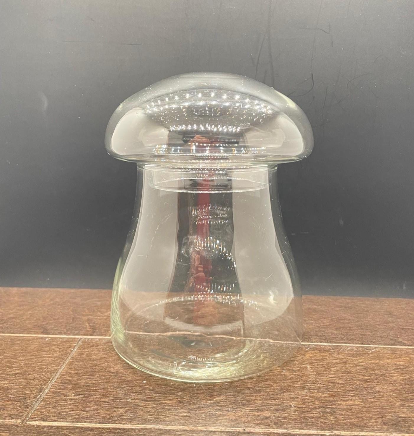 Libbey CRYSTAL MUSHROOMS リビー　ガラスキャニスター Creer（家具、インテリア） 保存容器 シナリー リサイクルガラス