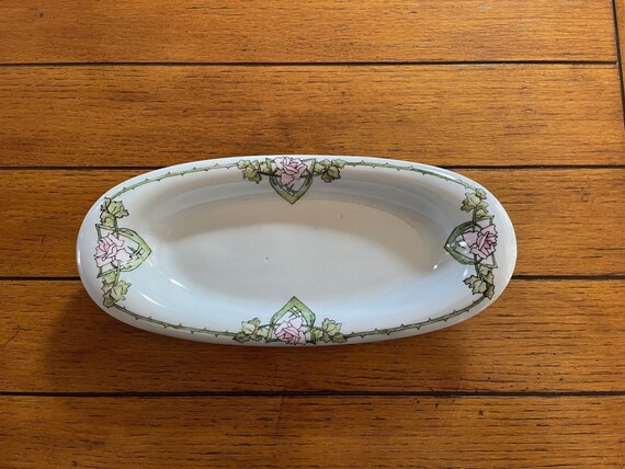 Antique hand painted B & Co Limoges, oblong servi… - image 1