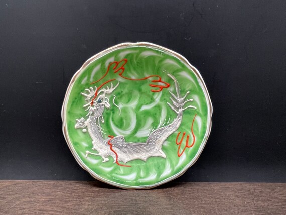 Orion Occupied Japan Hand Painted Dragon Trinket Dish