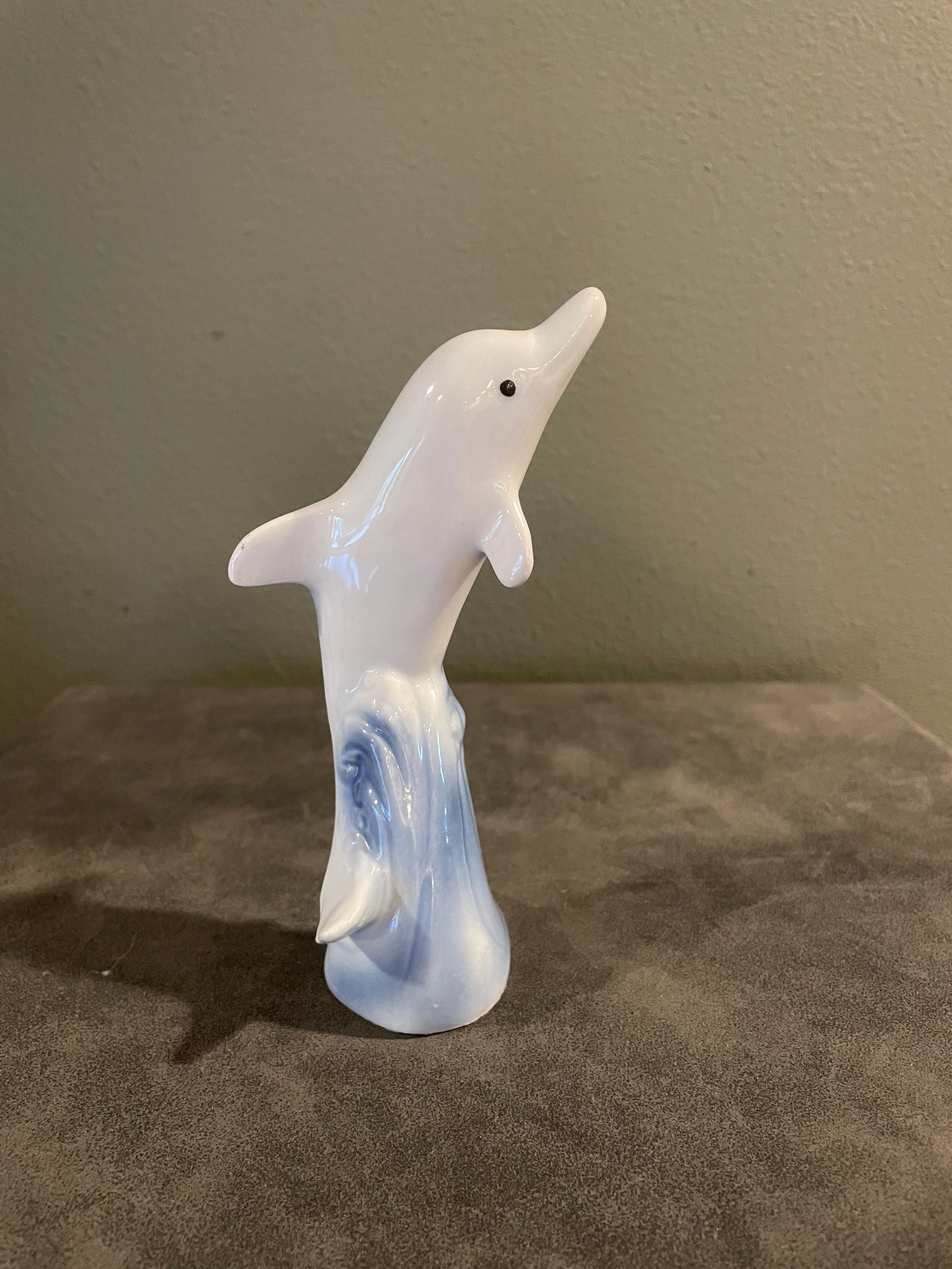 Vintage Blue and White Porcelain Dolphin Figuring on Wave Base. - Etsy