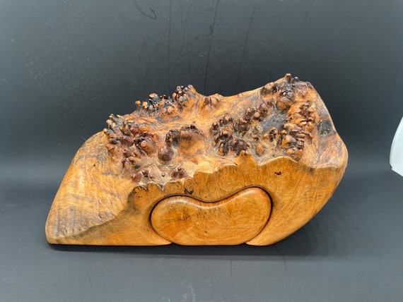 Fred Buss Raw Edge Maple Burl Wood Trinket Box, 1… - image 1