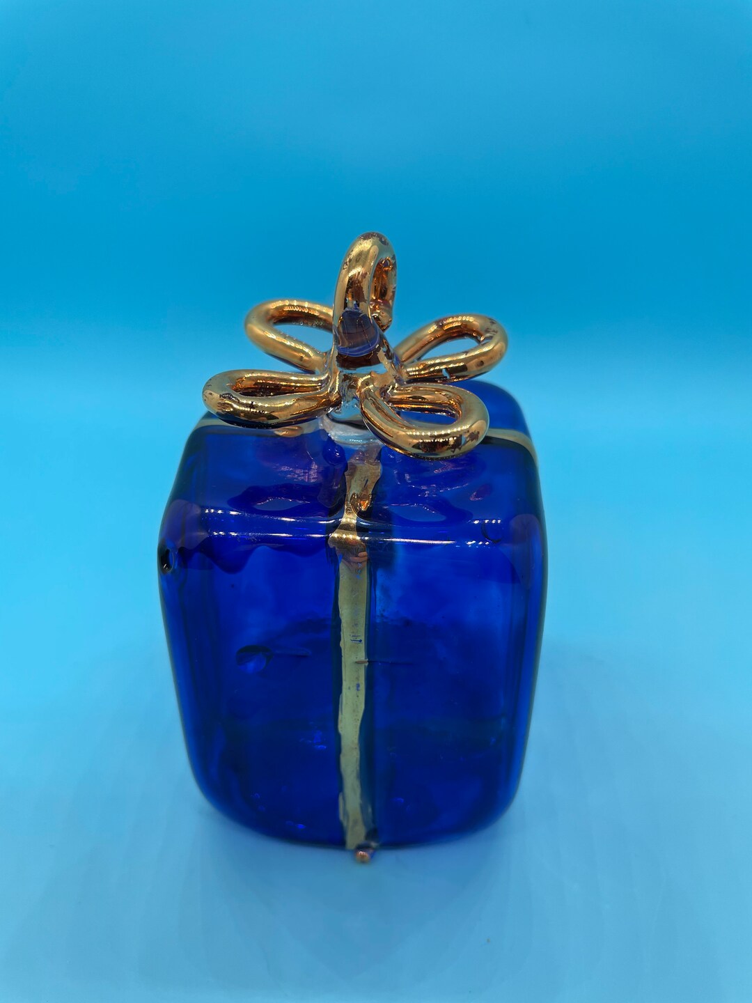 Blown Art Glass Gift Box Christmas Ornament - Etsy