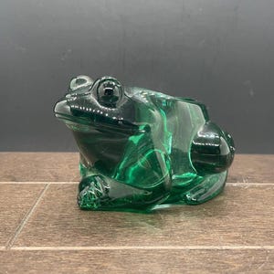 Vintage Indiana Green Glass Frog, Spanish Moss, Votive Tea Light Candle Holder