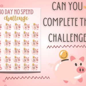 No spend 30 day challenge | Money saving challenge | Financial savings | No spend digital file | Savings calendar | No spend savings