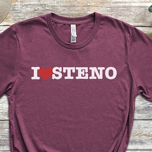 I Love Steno T-Shirt, Court Reporting, Court Reporter Shirt, Stenographer Shirt, Steno Student, Steno Shirt, Stenographer Shirt, Steno Swag
