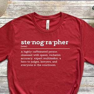 Chemise de définition de sténographe judiciaire, chemise de sténographie, cadeau pour étudiant Steno, chemise drôle, Steno Swag